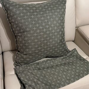 Green Throw Pillow with White Cross Pattern Covers only set of 2 24x24